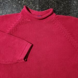 Vintage J Crew Roll Neck Sweater Mens XL Heavy Chunky Knit Fisherman Cotton